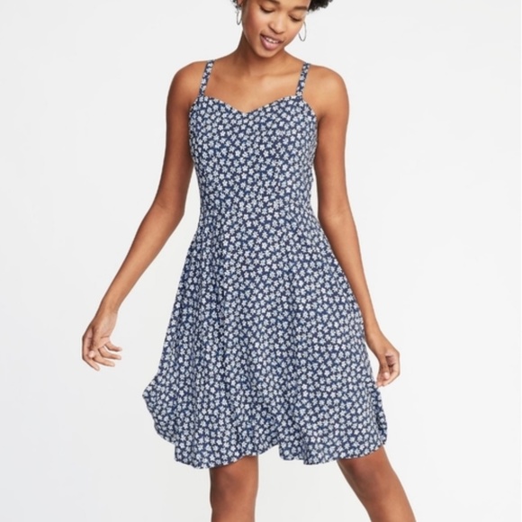 Old Navy Dresses & Skirts - Old Navy Blue Floral Fit and Flare Dress